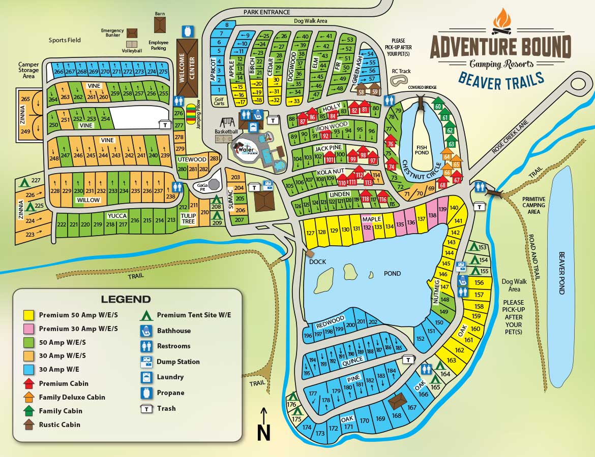 Adventure Bound Beaver Trails campground map