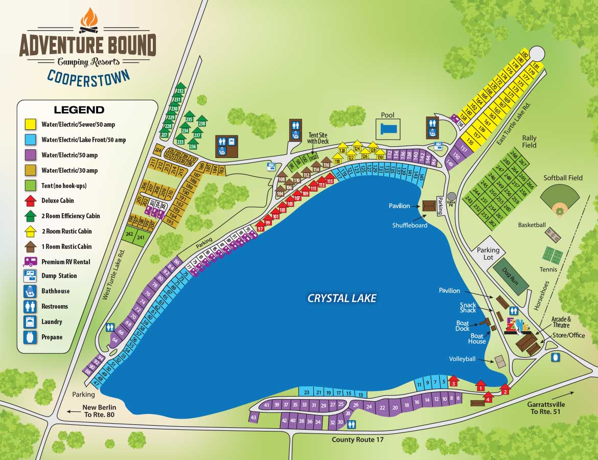 Adventure Bound Cooperstown campground map