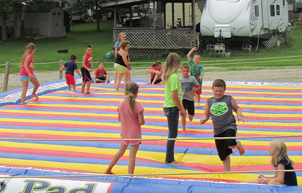Jump pad bouncing attraction at Adventure Bound Kamp Modoc